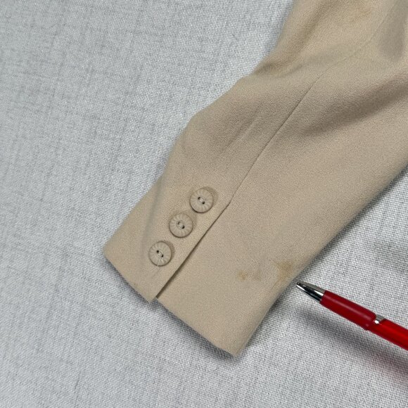 Vintage J. Percy for Marvin Richards Wool Jacket Faux Fur Collar Beige Size 2P - Picture 8 of 15